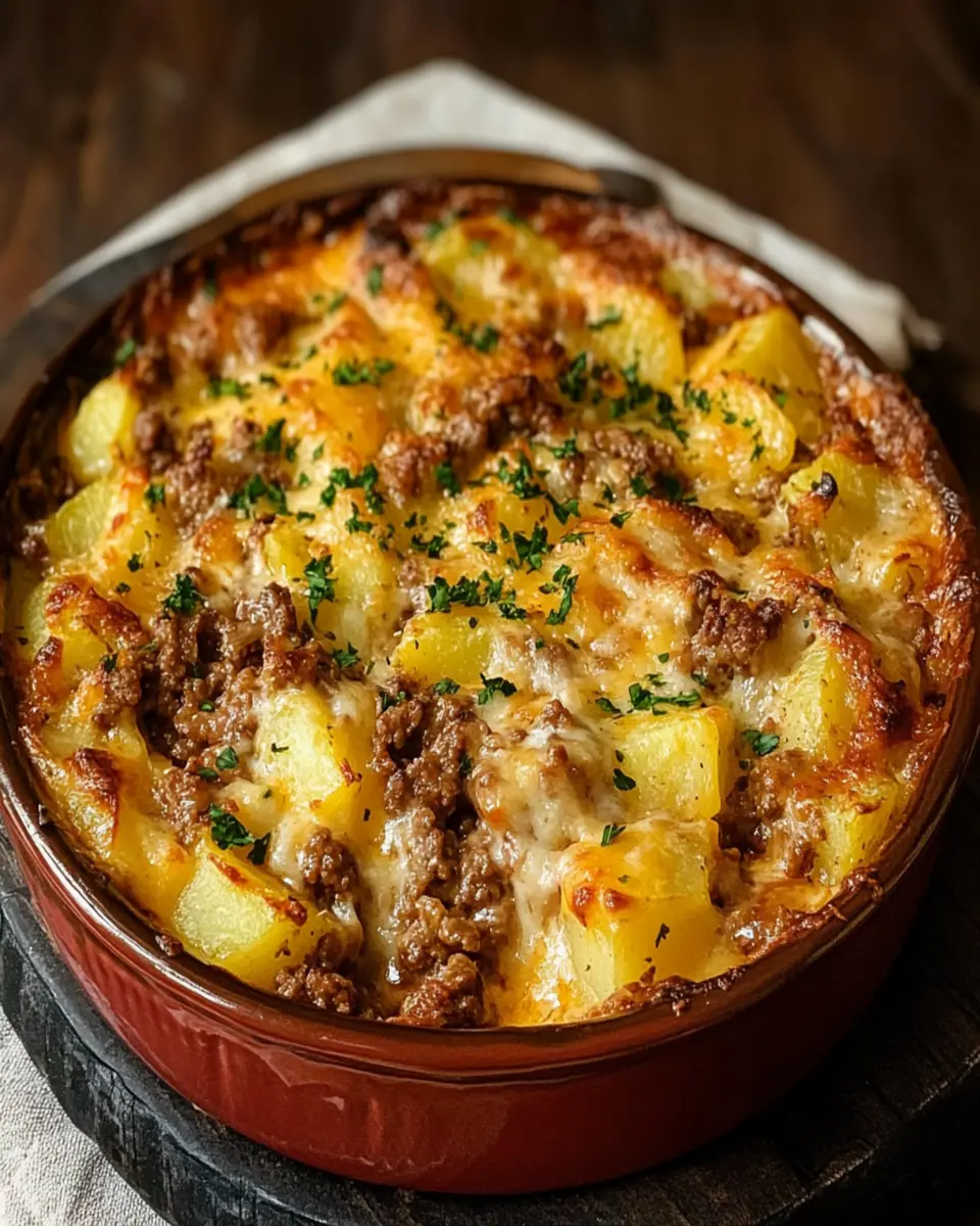 Cheesy Ground Beef & Potato Casserole First Image First Image
