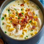 Creamy Chicken Noodle Soup with Pancetta First Image First Image