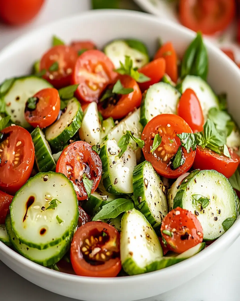 Mediterranean Cucumber and Tomato Salad with Balsamic Marinade First Image First Image