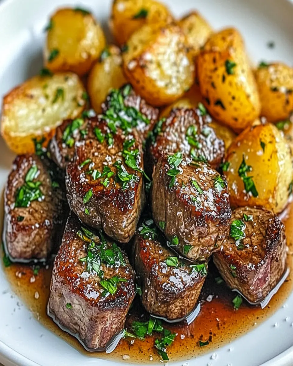 Irresistible Garlic Butter Steak Bites and Potatoes First Image First Image