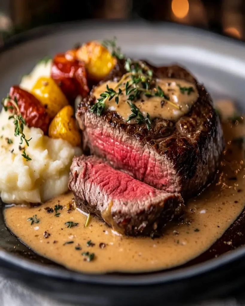 Valentine’s Day Steak with Creamy Garlic Sauce First Image First Image