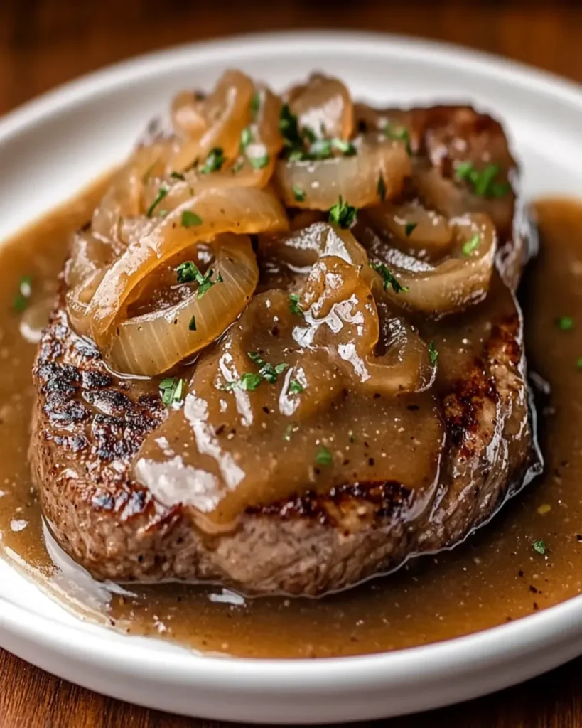 Onion Gravy Smothered Steak Recipe First Image First Image