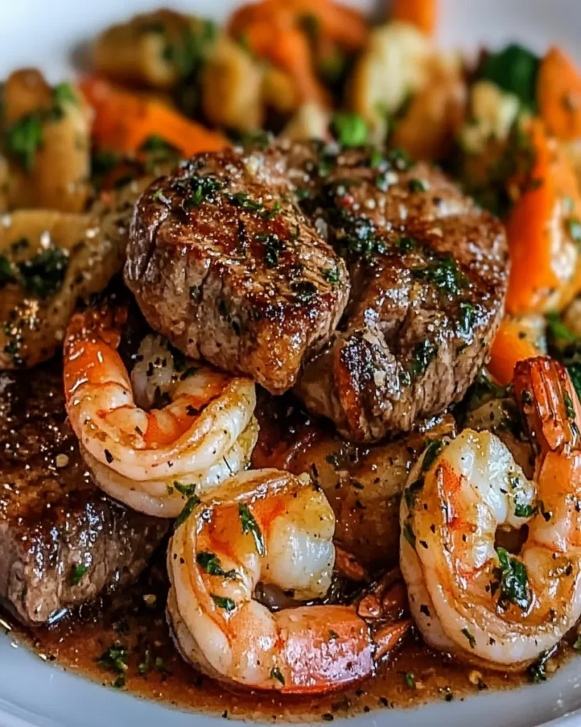 Sizzling Garlic Butter Steak & Shrimp Skillet First Image First Image